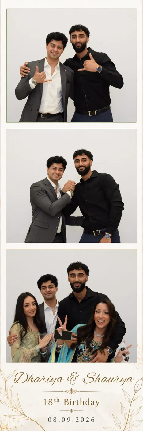 Custom photo strip design for an 18th birthday in ivory and gold