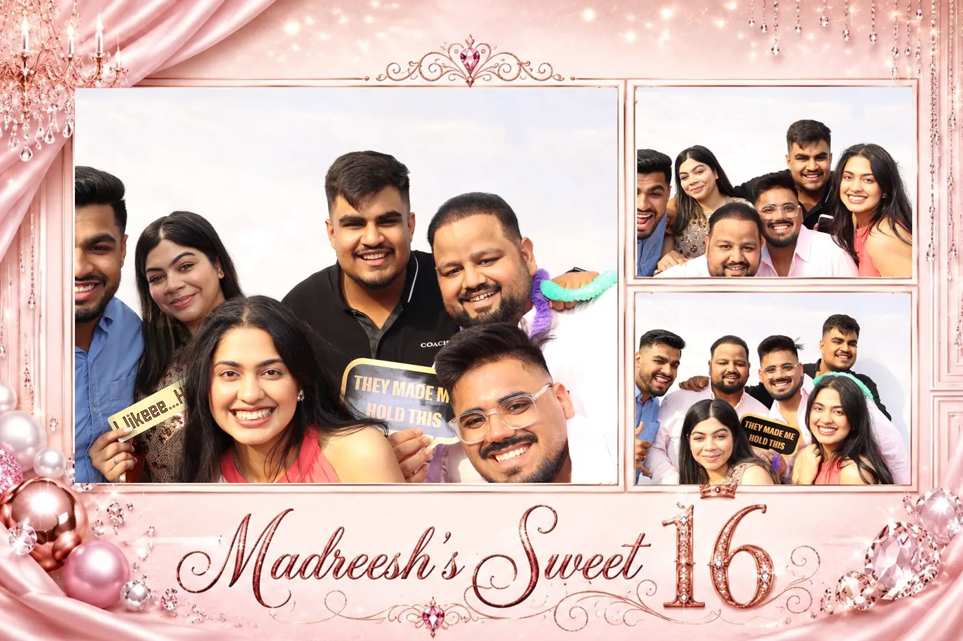 Custom 4x6 photo template for a Sweet 16 in rose gold