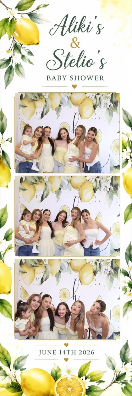 Baby shower photo strip with a lemon motif