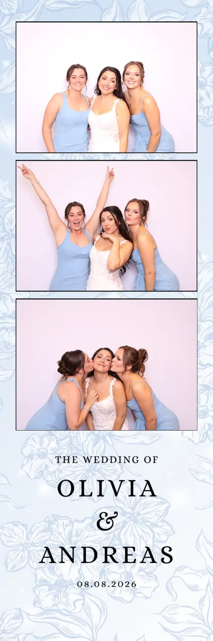 Wedding photo strip with a bride and bridesmaids